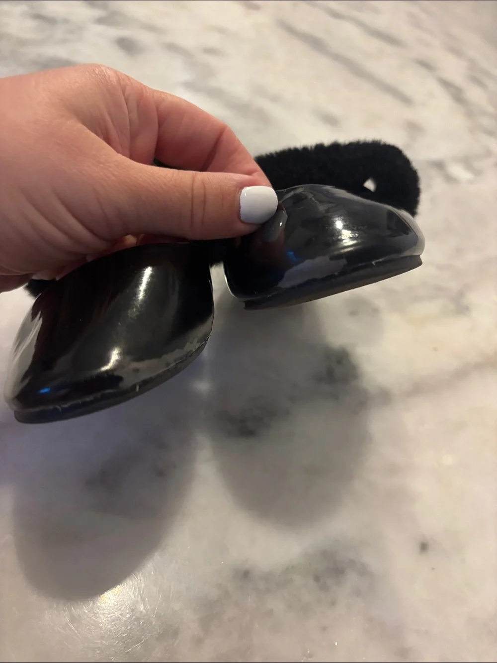 Vince Camuto Girls' Black Patent Faux Fur Strap Dress Shoes